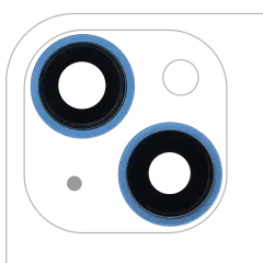 Back Camera Lens With Bracket  & Bezel Compatible For iPhone 13 / 13 Mini  ( 2 Piece) (Real Sapphire / Premium) (Blue)